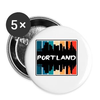 Portland Oregon USA Skyline Silhouette Reisen Souv - Buttons groß 56 mm (5er Pack) - Weiß - Vorne