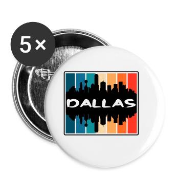 Dallas Texas États-Unis Skyline Silhouette Voyage Souveni - Lot de 5 grands badges (56 mm) - blanc - Devant