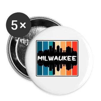 Milwaukee Wisconsin USA Skyline Silhouette Reisen - Buttons groß 56 mm (5er Pack) - Weiß - Vorne