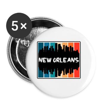 New Orleans Louisiana Usa Skyline Silhouette Trave - Buttons large 2.2''/56 mm (5-pack) - white - Front