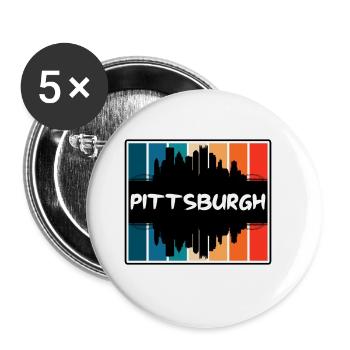 Pittsburgh Pennsylvania Usa Skyline Silhouette Tra - Buttons groß 56 mm (5er Pack) - Weiß - Vorne