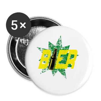 Bier im Stern - Buttons groß 56 mm (5er Pack) - Weiß - Vorne