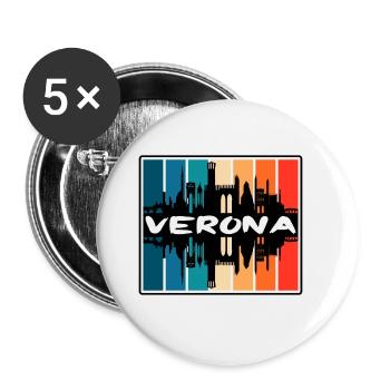 Verona Italien Skyline Silhouette Reise Souvenir - Buttons groß 56 mm (5er Pack) - Weiß - Vorne