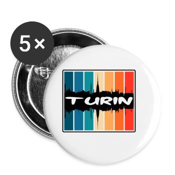 Turin Italy Skyline Silhouette Travel Souvenir - Buttons large 2.2''/56 mm (5-pack) - white - Front