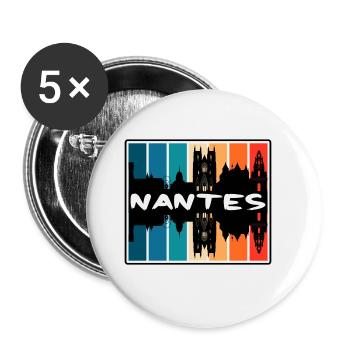 Nantes France Skyline Silhouette Travel Souvenir - Buttons large 2.2''/56 mm (5-pack) - white - Front