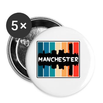 Manchester England Skyline Silhouette Travel Souve - Buttons large 2.2''/56 mm (5-pack) - white - Front