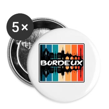 Bordeux France Skyline Silhouette Voyage Souvenir - Lot de 5 grands badges (56 mm) - blanc - Devant