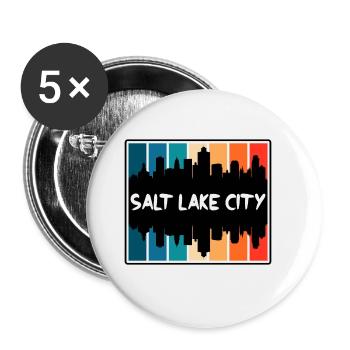 Salt Lake City Utah États-Unis Skyline Silhouette Voyage - Lot de 5 grands badges (56 mm) - blanc - Devant