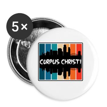Corpus Christi Texas Usa Skyline Silhouette Travel - Buttons groß 56 mm (5er Pack) - Weiß - Vorne