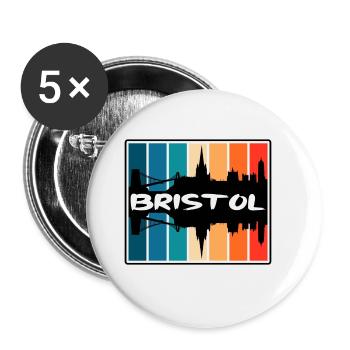 Bristol England Skyline Silhouette Reise Souvenir - Buttons groß 56 mm (5er Pack) - Weiß - Vorne