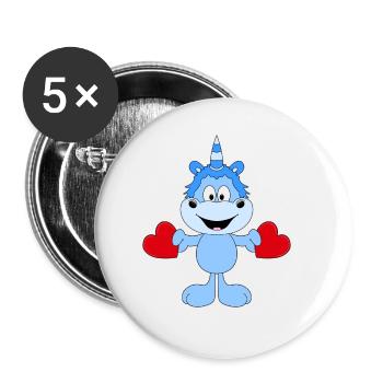 EINHORN - LIEBE - LOVE - HERZEN - VERLIEBT - Buttons groß 56 mm (5er Pack) - Weiß - Vorne