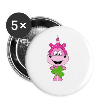 EINHORN - KLEEBLATT - KIND - BABY - Buttons groß 56 mm (5er Pack) - Weiß - Vorne