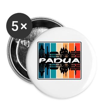 Padua Italien Skyline Silhouette Reise Souvenir - Buttons groß 56 mm (5er Pack) - Weiß - Vorne