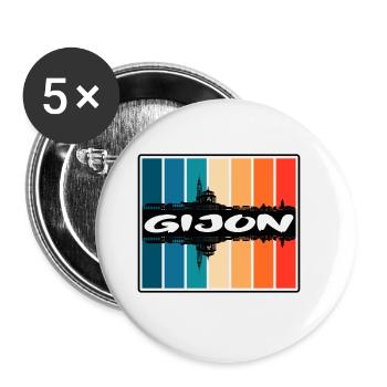 Gijon Spanien Skyline Silhouette Reise Souvenir - Buttons groß 56 mm (5er Pack) - Weiß - Vorne