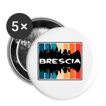 Brescia Italie Skyline Silhouette Souvenir de voyage - Lot de 5 grands badges (56 mm) - blanc - Devant