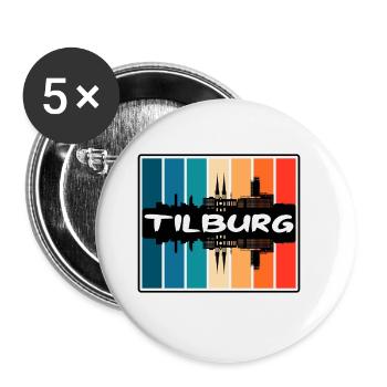 Tilburg Pays-Bas Skyline Silhouette Souv de voyage - Lot de 5 grands badges (56 mm) - blanc - Devant