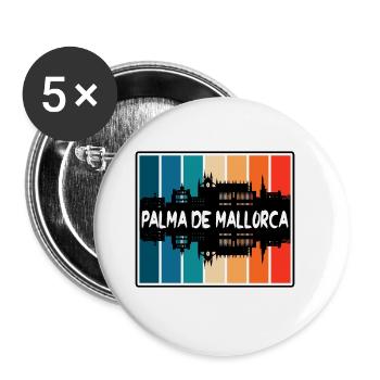 Palma De Mallorca Spain Skyline Silhouette Travel - Buttons large 2.2''/56 mm (5-pack) - white - Front