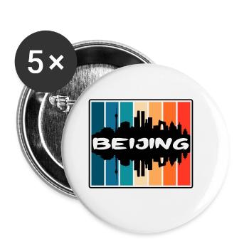 Peking China Skyline Silhouette Reise Souvenir - Buttons groß 56 mm (5er Pack) - Weiß - Vorne