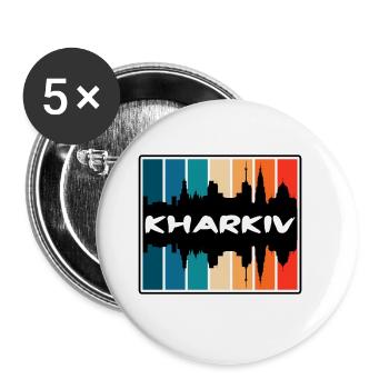 Charkiw Ukraine Skyline Silhouette Reise Souvenir - Buttons groß 56 mm (5er Pack) - Weiß - Vorne