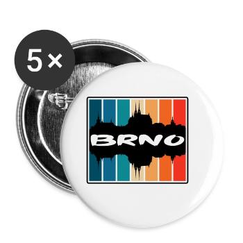 Brünn Tschechien Skyline Silhouette Reise Souvenir - Buttons groß 56 mm (5er Pack) - Weiß - Vorne