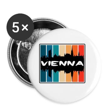 Vienna Austria Skyline Silhouette Travel Souvenir - Buttons large 2.2''/56 mm (5-pack) - white - Front