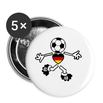 Ein Herz für den deutschen Fußball - Buttons groß 56 mm (5er Pack) - Weiß - Vorne