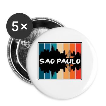 Sao Paulo Brazil Skyline Silhouette Travel Souveni - Buttons large 2.2''/56 mm (5-pack) - white - Front