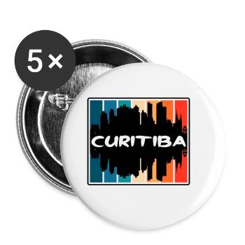 Curitiba Brazil Skyline Silhouette Travel Souvenir - Buttons large 2.2''/56 mm (5-pack) - white - Front