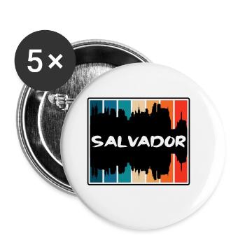 Salvador Brazil Skyline Silhouette Travel Souvenir - Buttons large 2.2''/56 mm (5-pack) - white - Front