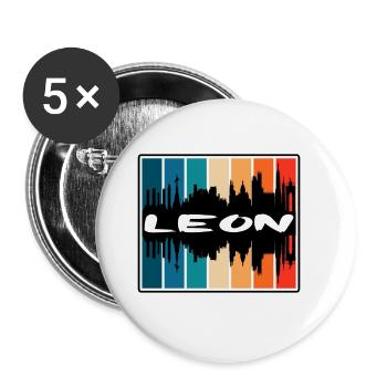 Leon Mexico Skyline Silhouette Travel Souvenir - Buttons large 2.2''/56 mm (5-pack) - white - Front