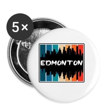 Edmonton Canada Skyline Silhouette Souvenir de voyage - Lot de 5 grands badges (56 mm) - blanc - Devant