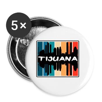 Tijuana Mexiko Skyline Silhouette Reise Souvenir - Buttons groß 56 mm (5er Pack) - Weiß - Vorne