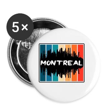 Montreal Canada Skyline Silhouette Travel Souvenir - Buttons large 2.2''/56 mm (5-pack) - white - Front