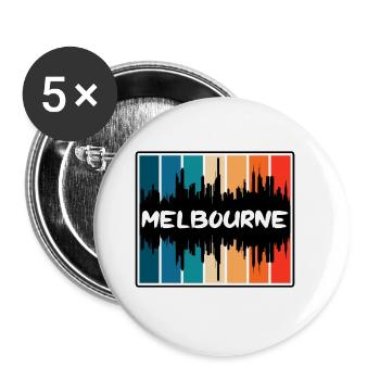 Melbourne Australie Skyline Silhouette Souv de voyage - Lot de 5 grands badges (56 mm) - blanc - Devant