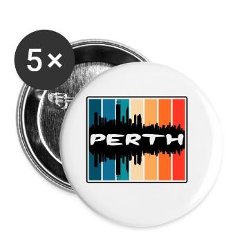 Perth Australien Skyline Silhouette Reise Souvenir - Buttons groß 56 mm (5er Pack) - Weiß - Vorne