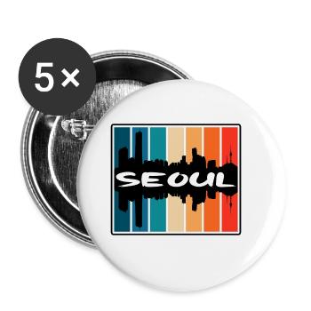 Seoul South Korea Skyline Silhouette Travel Souven - Buttons large 2.2''/56 mm (5-pack) - white - Front