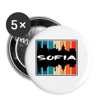 Sofia Bulgaria Skyline Silhouette Travel Souvenir - Buttons large 2.2''/56 mm (5-pack) - white - Front