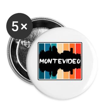 Montevideo Uruguay Skyline Silhouette Travel Souve - Buttons large 2.2''/56 mm (5-pack) - white - Front