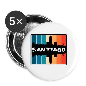Santiago Chili Skyline Silhouette Souvenir de voyage - Lot de 5 grands badges (56 mm) - blanc - Devant