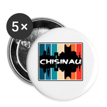 Chisinau Moldova Skyline Silhouette Travel Souveni - Buttons large 2.2''/56 mm (5-pack) - white - Front