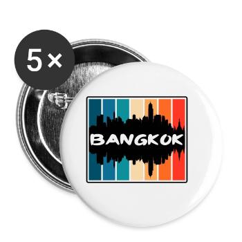 Bangkok Thaïlande Skyline Silhouette Voyage Souveni - Lot de 5 grands badges (56 mm) - blanc - Devant