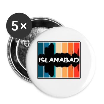 Islamabad Pakistan Skyline Silhouette Travel Souve - Buttons large 2.2''/56 mm (5-pack) - white - Front