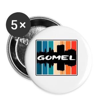 Gomel Weißrussland Skyline Silhouette Reise Souvenir - Buttons groß 56 mm (5er Pack) - Weiß - Vorne
