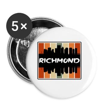 Richmond Virginie États-Unis Skyline Silhouette Voyage So - Lot de 5 grands badges (56 mm) - blanc - Devant