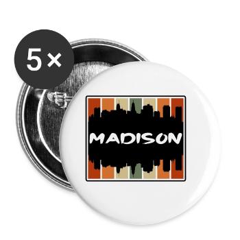 Madison Wisconsin USA Skyline Silhouette Reisen So - Buttons groß 56 mm (5er Pack) - Weiß - Vorne