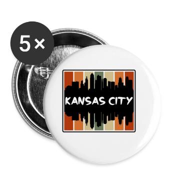 Kansas City Missouri Usa Skyline Silhouette Travel - Buttons large 2.2''/56 mm (5-pack) - white - Front