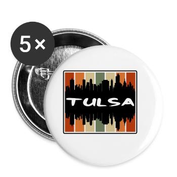 Tulsa Oklahoma USA Skyline Silhouette Reisen Souve - Buttons groß 56 mm (5er Pack) - Weiß - Vorne