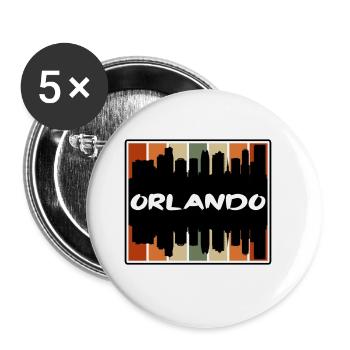 Orlando Florida Usa Skyline Silhouette Travel Souv - Buttons large 2.2''/56 mm (5-pack) - white - Front
