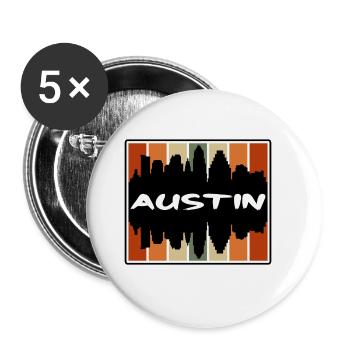Austin Texas États-Unis Skyline Silhouette Voyage Souveni - Lot de 5 grands badges (56 mm) - blanc - Devant