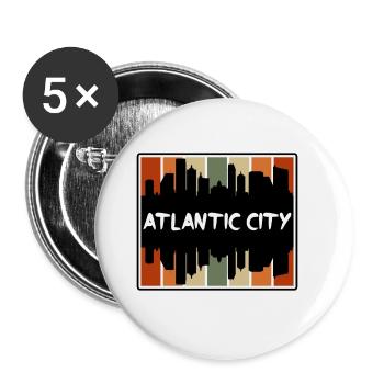 Atlantic City New Jersey États-Unis Skyline Silhouette Tr - Lot de 5 grands badges (56 mm) - blanc - Devant